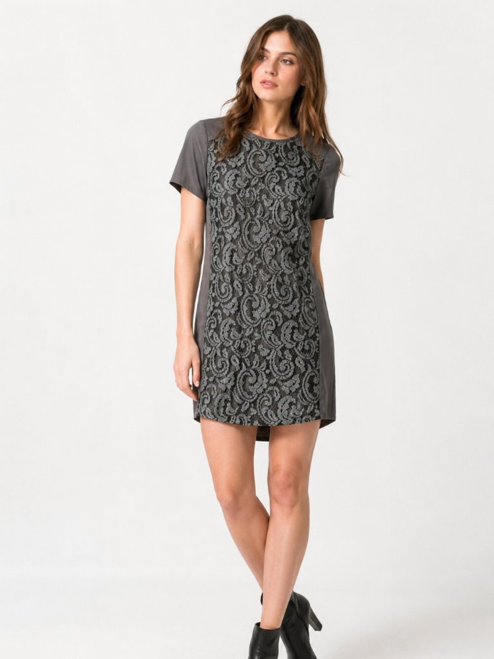 French Connection Navy Lace Front Sheath Mini Dress Short Sleeve Size 0 Small